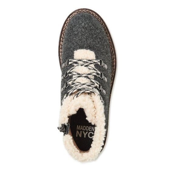 Madden NYC Womens Gray Hiker Boots Lace-Up Side Zipper Wedge Sole Size 11 - Picture 8 of 8